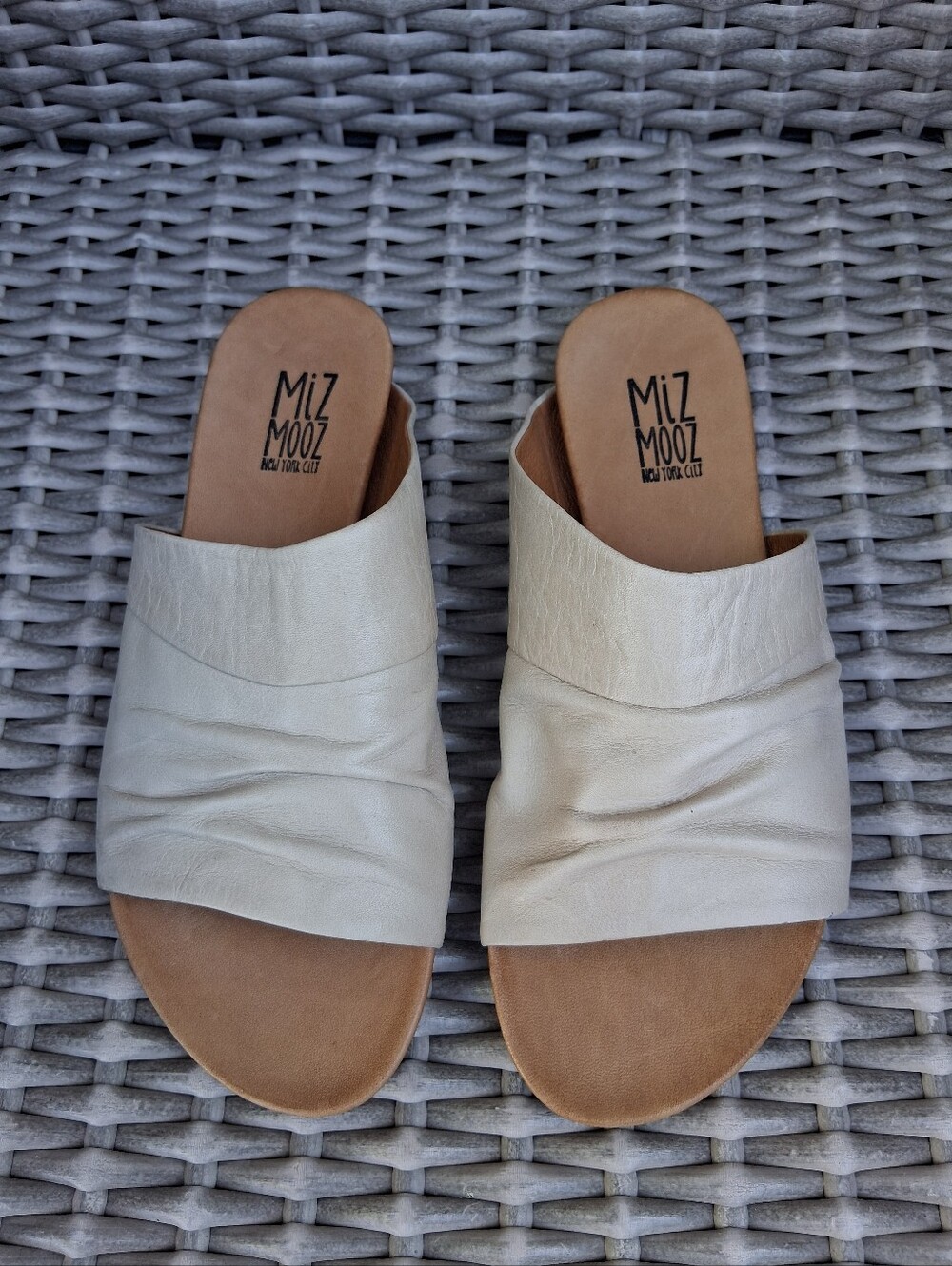 Miz Mooz Aria Cream Leather Slip-On Mules